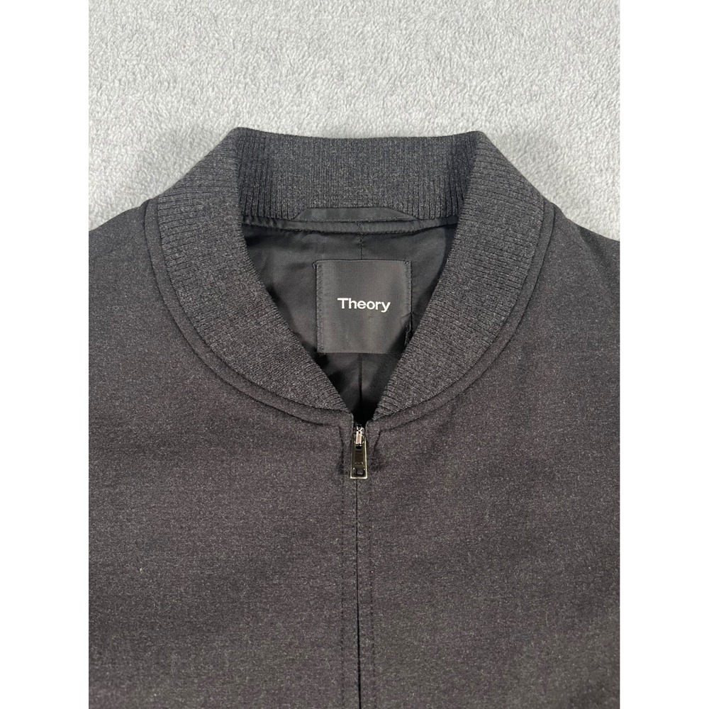 Theory Mens Aiden Charcoal Grey Full Zip Wool Bomber Jacket Minimalist‎ Sz. L - Picture 4 of 11